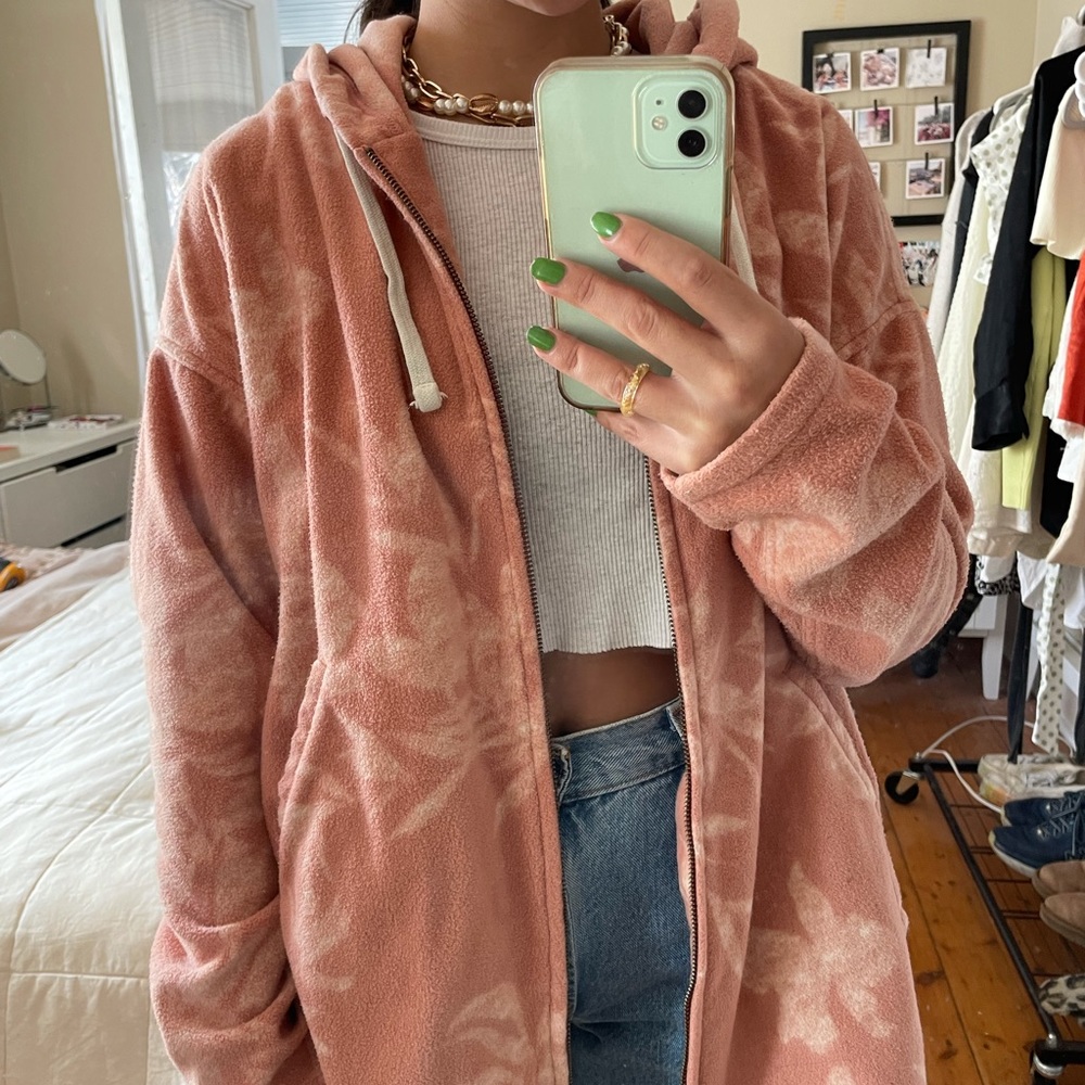 O’Neil peach fleece with hood. Women’s size Medium.